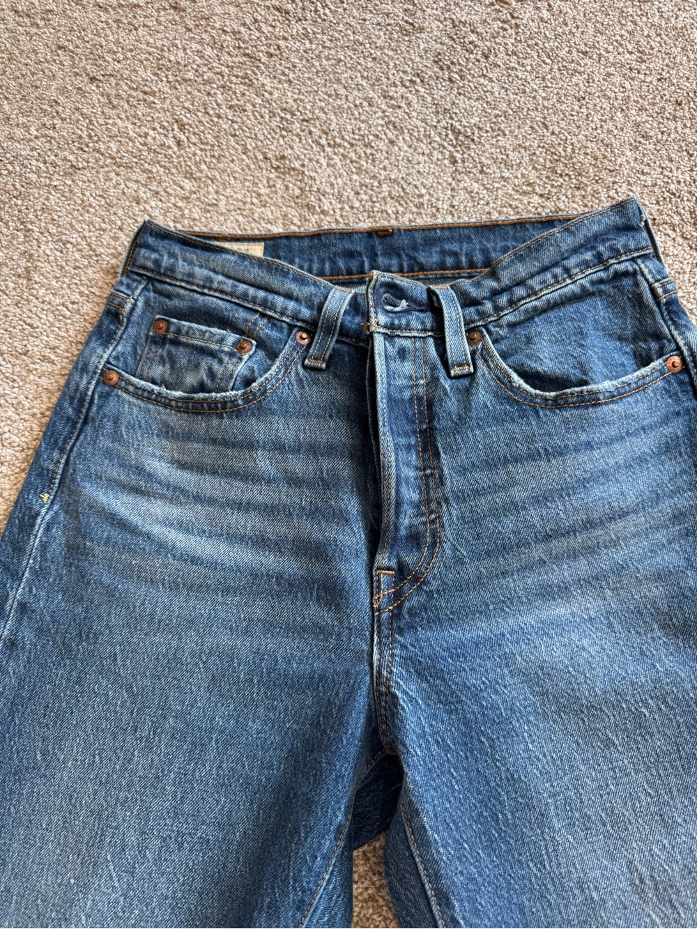 Levi's Premium 501 Original Straight Leg Button Fly Medium Wash Jeans